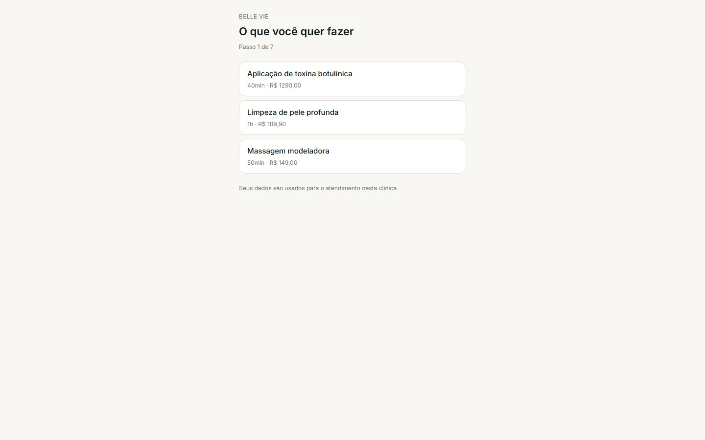 Página de agendamento online para pacientes